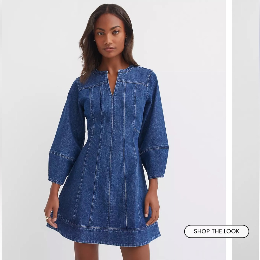 LOFT Denim Barrel Sleeve Mini Dress